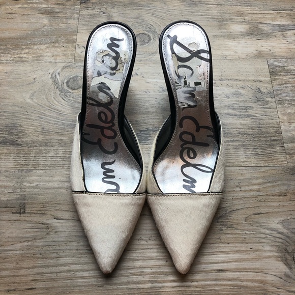 Sam Edelman Shoes - Sam Edelman Odelia White calf fur heels